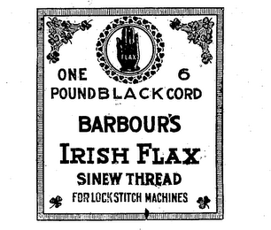 ONE POUND BLACK 6 CORD BARBOUR'S IRISH FLAX SINEW THREAD FOR LOCKSTITCH MACHINES