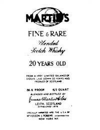 MARTIN'S FINE & RARE BLENDED SCOTCH WHISKEY 20 YEARS OLD