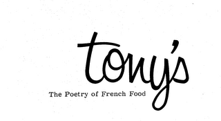 TONY'S THE POETRY OF FRENCH FOOD