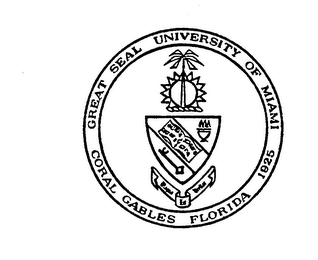 GREAT SEAL UNIVERSITY OF MIAMI-CORAL GABLES FLORIDA 1925 MAGNA EST VERITAS INVESTIGAITO CONSERVATIO ET DISSEMINATO SCIENTIAE