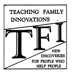 TEACHING FAMILY INNOVATIONS TFI NEW DISCOVERIES FOR PEOPLE WHO HELP PEOPLE