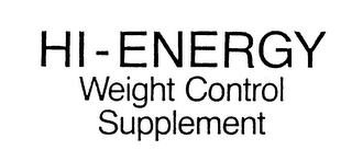 HI-ENERGY WEIGHT CONTROL SUPPLEMENT 