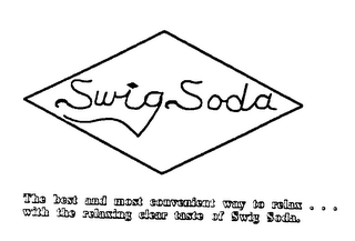 SWIG SODA THE BEST AND MOST CONVENIENT WAY TO RELAX...WITH THE RELAXING CLEAR TASTE OF SWIG SODA.