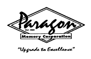 PARAGON MEMORY CORPORATION "UPGRADE TO EXCELLENCE" EST. 1989