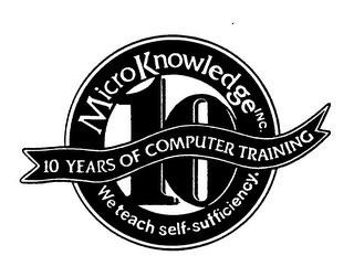 MICRO KNOWLEDGE INC. 10 YEARS OF COMPUTER TRAINING WE TEACH SELF-SUFFICIENCY.