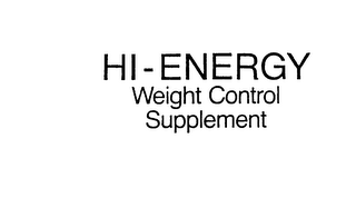 HI-ENERGY WEIGHT CONTROL PROGRAM