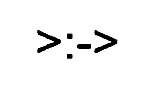 >:->