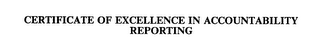 CERTIFICATE OF EXCELLENCE IN ACCOUNTABILITY REPORTING