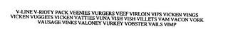 V-LINE V-RIOTY PACK VEENIES VURGERS VEEF VIRLOIN VIPS VICKEN VINGS VICKEN VUGGETS VICKEN VATTIES VUNA VISH VISH VILLETS VAM VACON VORK VAUSAGE VINKS VALONEY VURKEY VOBSTER VAILS VIMP