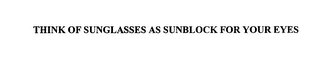 THINK OF SUNGLASSES AS SUNBLOCK FOR YOUR EYES