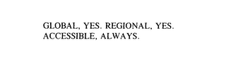 GLOBAL, YES. REGIONAL, YES.  ACCESSIBLE, ALWAYS.