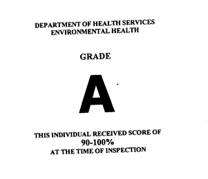 GRADE A DEPARTMENT OF HEALTH