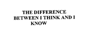 THE DIFFERENCE BETWEEN I THINK AND I KNOW