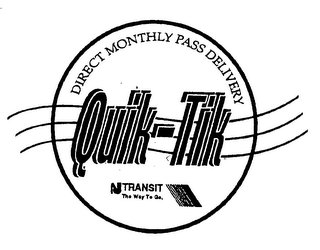 DIRECT MONTHLY PASS DELIVERY QUIK-TIK NJ TRANSIT THE WAY TO GO.