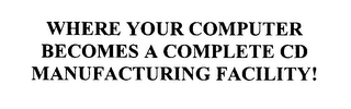 WHERE YOUR COMPUTER BECOMES A COMPLETE CD MANUFACTURING FACILITY!