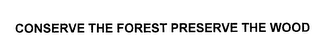 CONSERVE THE FOREST PRESERVE THE WOOD