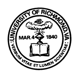 :UNIVERSITY OF RICHMOND, VA: VERBUM VITAE ET LUMEN SCIENTIAE MAR.4 1840