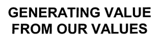 GENERATING VALUE FROM OUR VALUES