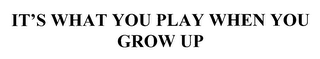 IT'S WHAT YOU PLAY WHEN YOU GROW UP