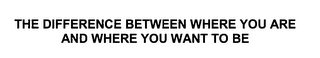 THE DIFFERENCE BETWEEN WHERE YOU ARE AND WHERE YOU WANT TO BE