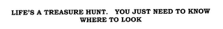 LIFE'S A TREASURE HUNT. YOU JUST NEED TO KNOW WHERE TO LOOK