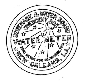 WATER METER SEWERAGE & WATER BOARD CRESCENT BOX NEW ORLEANS, LA. FORD METER BOX CO., WABASH, IND.