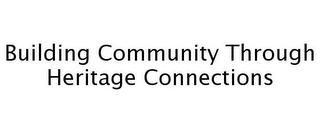 BUILDING COMMUNITY THROUGH HERITAGE CONNECTIONS