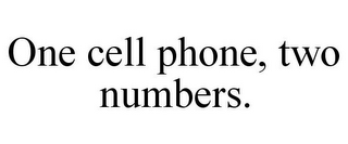ONE CELL PHONE, TWO NUMBERS.