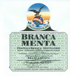 BRANCA F.LLI BRANCA MILANO CASA FONDATA NEL 1845 BRANCA MENTA FRATELLI BRANCA - DISTILLERIE MILANO - VIA BRILETTO - VICINO ALLA CHIESA DI S.  TOMASO