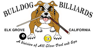 BULLDOG BILLIARDS; ELK GROVE CALIFORNIA; A DIVISION OF ALL CLEAR POOL AND SPA