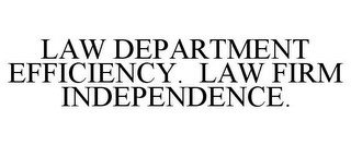 LAW DEPARTMENT EFFICIENCY. LAW FIRM INDEPENDENCE.