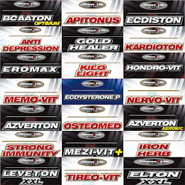 FITNESS&LIFE NUTRITION BCAATON OPTIMUM APITONUS ECDISTON ANTI DEPRESSION GOLD HEALER KARDIOTON EROMAX KILO LIGHT HONDRO-VIT MEMO-VIT ECDYSTERONE P NERVO-VIT AZVERTON OSTEOMED AZVERTON AEROBIC STRONG IMMUNITY MEZI-VIT+ IRON HERB LEVETON XXL TIREO-VIT ELTON XXL