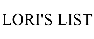 LORI'S LIST