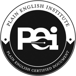 PLAIN ENGLISH INSTITUTE PLAIN ENGLISH CERTIFIED DOCUMENT PEI