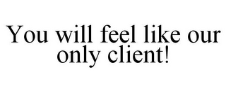 YOU WILL FEEL LIKE OUR ONLY CLIENT!