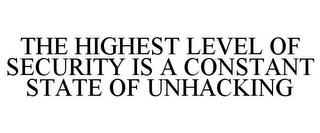 THE HIGHEST LEVEL OF SECURITY IS A CONSTANT STATE OF UNHACKING