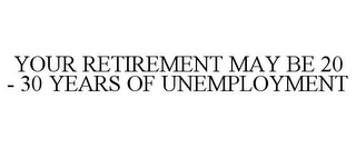 YOUR RETIREMENT MAY BE 20 - 30 YEARS OF UNEMPLOYMENT