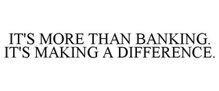 IT'S MORE THAN BANKING. IT'S MAKING A DIFFERENCE.