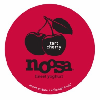 TART CHERRY NOOSA FINEST YOGHURT ALL NATURAL INGREDIENTS. GLUTEN FREE. PROBIOTIC. FROM HAPPY COWS NEVER TREATED WITH RBGH* AUSSIE CULTURE* COLORADO FRESH
