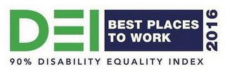 DEI BEST PLACES TO WORK 2016 90% DISABILITY EQUALITY INDEX