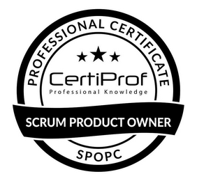 PROFESSIONAL CERTIFICATE CERTIPROF PROFESSIONAL KNOWLEDGE SCRUM PRODUCT OWNER SPOPC