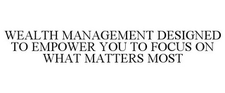 WEALTH MANAGEMENT DESIGNED TO EMPOWER YOU TO FOCUS ON WHAT MATTERS MOST