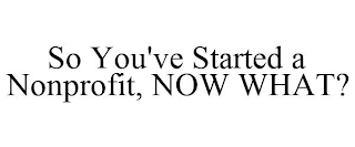 SO YOU'VE STARTED A NONPROFIT, NOW WHAT?