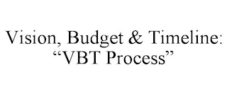 VISION, BUDGET & TIMELINE: "VBT PROCESS"