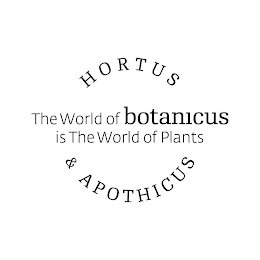 HORTUS & APOTHICUS THE WORLD OF BOTANICUS IS THE WORLD OF PLANTS