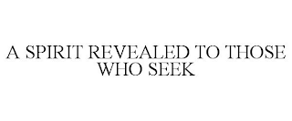 A SPIRIT REVEALED TO THOSE WHO SEEK