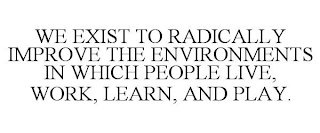 WE EXIST TO RADICALLY IMPROVE THE ENVIRONMENTS IN WHICH PEOPLE LIVE, WORK, LEARN, AND PLAY.