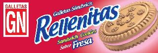 GALLETAS GN GALLETAS SÁNDWICH RELLENITAS SANDWICH COOKIES SABOR FRESA