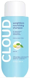 CLOUD WEIGHTLESS NOURISHING SHAMPOO EN APESANTEUR NOURRISSANT SHAMPOOING FOR ALL HAIR TYPES NONI OIL 100% RECYCLABLE CRUELTY FREE &  VEGA COLOR SAFE 100% NATURAL EXTRACTS SLS&SLES FREE PARABEN FREE 12 FL OZ/ 355 ML