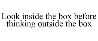 LOOK INSIDE THE BOX BEFORE THINKING OUTSIDE THE BOX